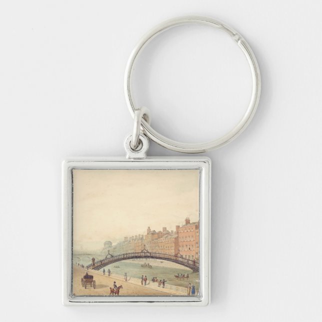 Liffey Bridge in Dublin by Samuel Frederick Brocas Keychain (Front)