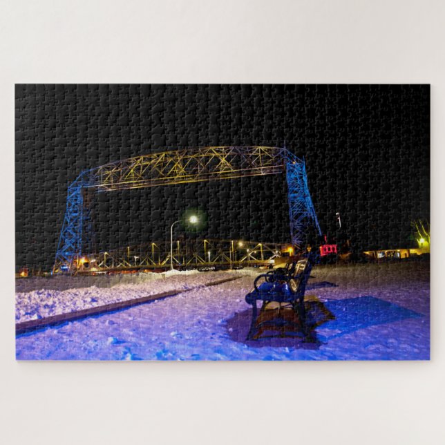 Lift Bridge Duluth Minnesota With Ukraine Colours Jigsaw Puzzle (Horizontal)