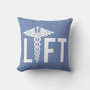 LIFT - Caduceus - Fitness Workout Inspirational Throw Pillow