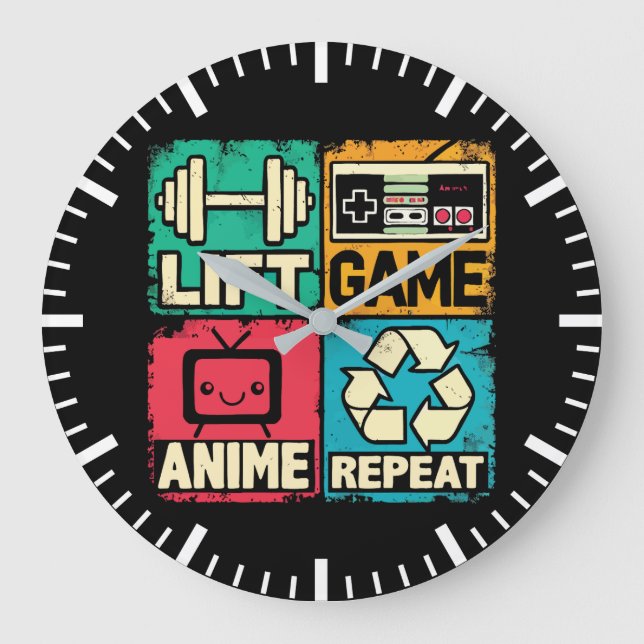 Lift, Game, Anime, Repeat Large Clock (Front)