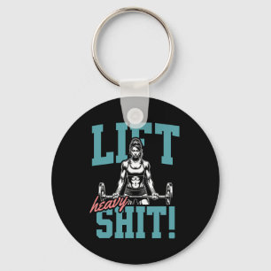 Lift Heavy 2 Funny Gym Workout Tee Powerlifting Hu Keychain