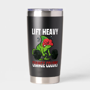 Lift Heavy Change Colors – Funny Chameleon Gym Insulated Tumbler
