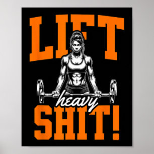 Lift Heavy Funny Gym Workout Tee Powerlifting Humo Poster