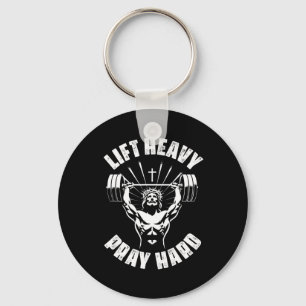 Lift Heavy Pray Hard Christian Bodybuilding Gym Ch Keychain