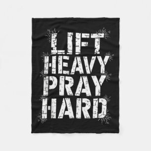 Lift Heavy Pray Hard Gym Christian Gift Jesus Fait Fleece Blanket