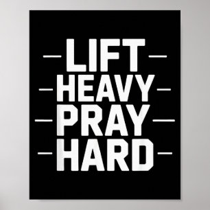 Lift Heavy Pray Hard Gym Christian Gift Jesus Fait Poster