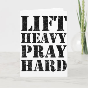 Lift Heavy Pray Hard Gym Christian Quote Card