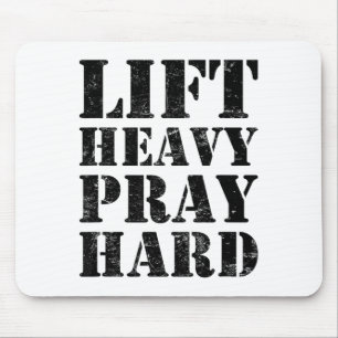 Lift Heavy Pray Hard Gym Christian Quote Mouse Pad