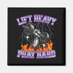 Lift Heavy Pray Hard Gym Christian Workout Men Wom Magnet