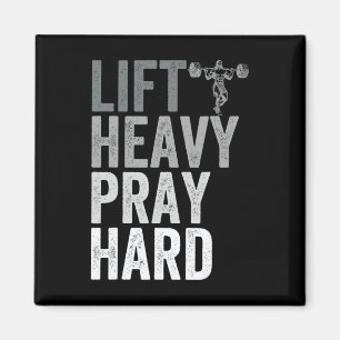 Lift Heavy Pray Hard Gym Jesus Christian Faith Wom Magnet