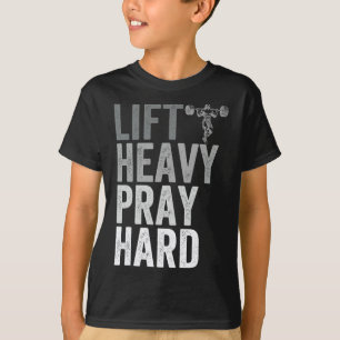 Lift Heavy Pray Hard Gym Jesus Christian Faith Wom T-Shirt