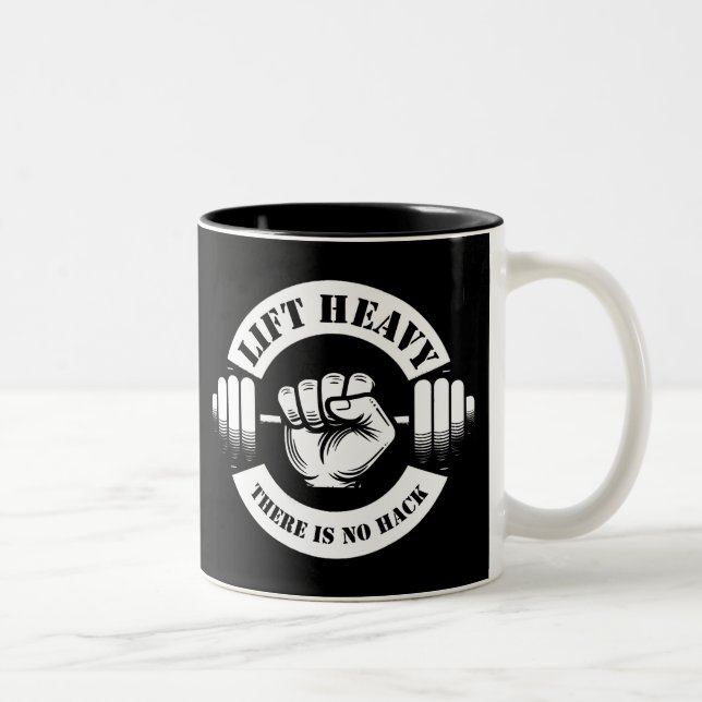 Lift Heavy There Is No Hack Two-Tone Coffee Mug (Right)