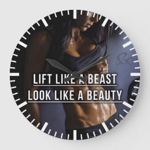 Lift Like A Beast, Look Like A Beauty - Workout Large Clock