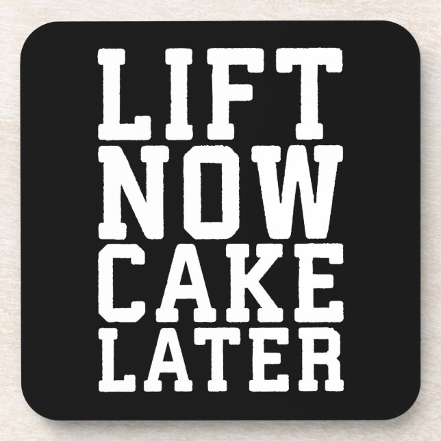 Lift Now, Cake Later - Carbs - Funny Workout Coaster (Front)