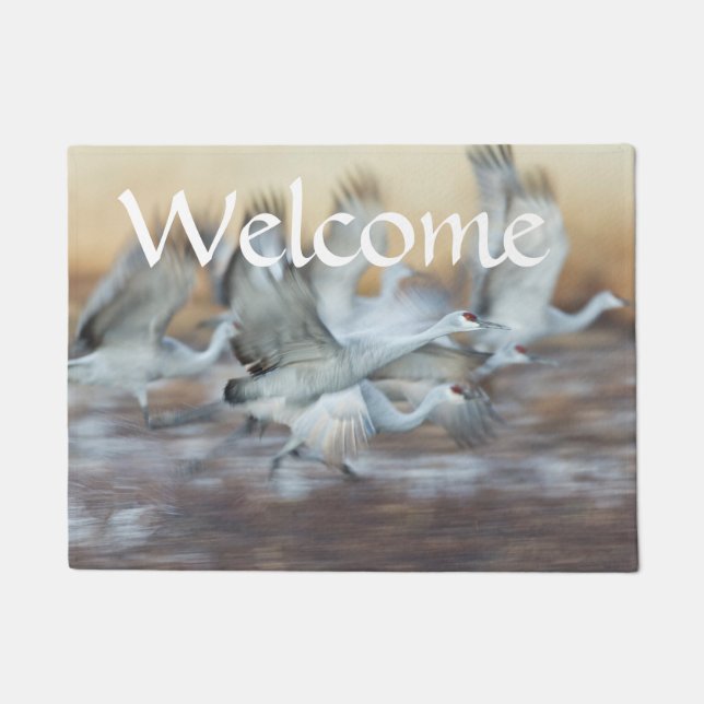 Lift off of  Sandhill Cranes Doormat (Front)