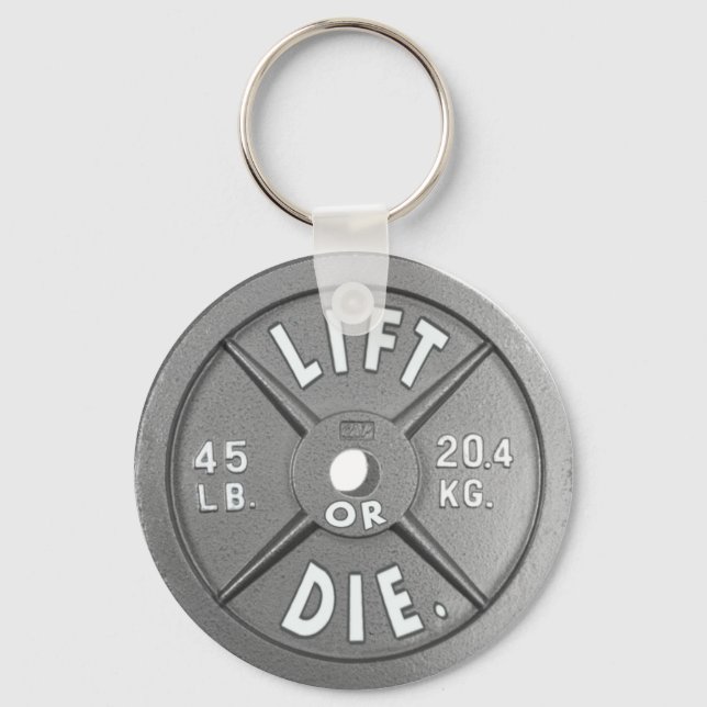 Lift Or Die 45 lb Plate on 2.25" Keychain. Keychain (Front)