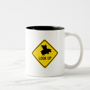 Lift Up Your Eyes For Pigs May Fly Two-Tone Coffee Mug