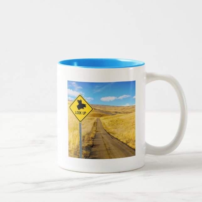 Lift Up Your Eyes For Pigs May Fly Two-Tone Coffee Mug (Right)