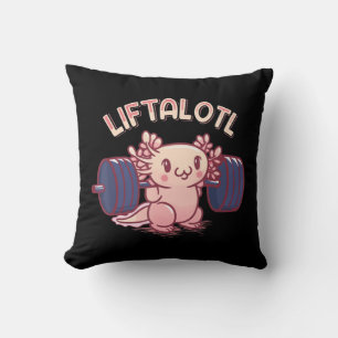 Liftalotl Lifting Axolotl Weightlifting Gym Workou Throw Pillow
