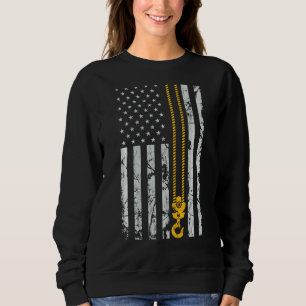 Lifting Hook Thin American Flag Crane Operator Sweatshirt