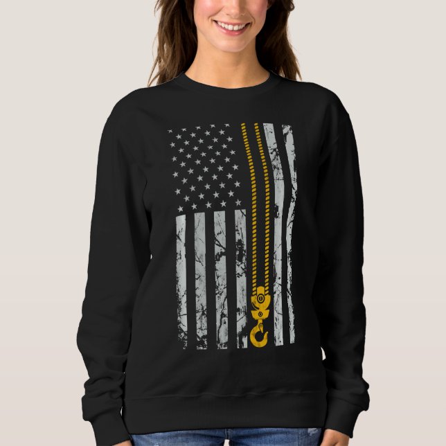 Lifting Hook Thin American Flag Crane Operator Sweatshirt (Front)