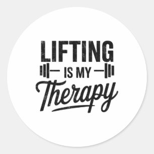 Lifting Is My Therapy Funny Gym Tee Weightlifting Classic Round Sticker