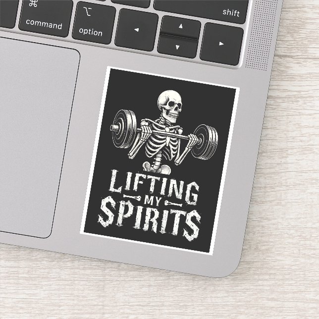 Lifting My Spirits Bodybuilding Skeleton Funny Gym (Detail)
