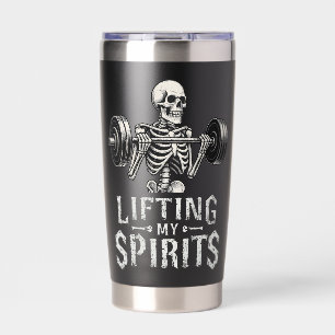 Lifting My Spirits Bodybuilding Skeleton Funny Gym Insulated Tumbler