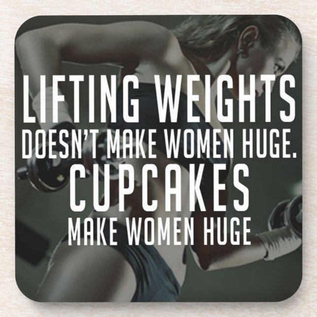 Lifting vs Cupcakes Make Women Huge - Funny Gym Coaster (Front)
