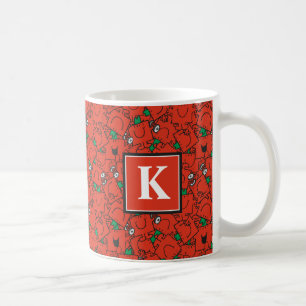 Lifting Weights Red & Green Pattern   Monogram Coffee Mug