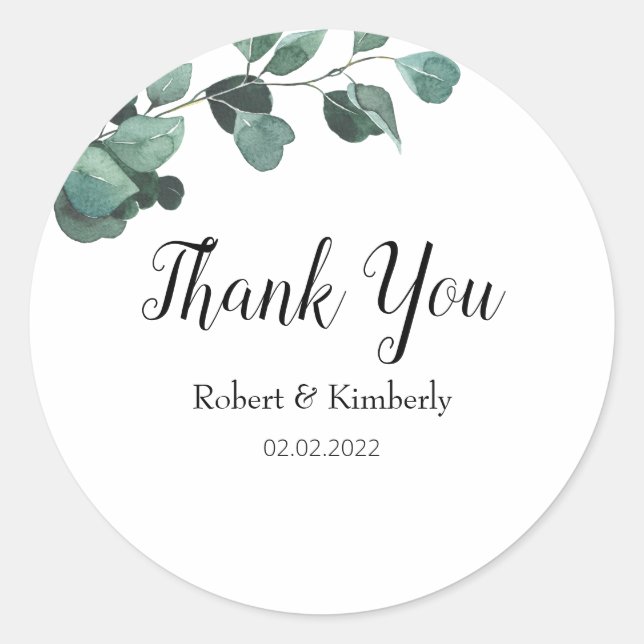 LIFY Botanical Eucalyptus Leaves Wedding Label (Front)