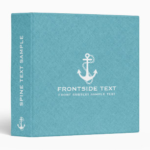 Ligh Blue & White Faux Linen Boat Anchor Binder