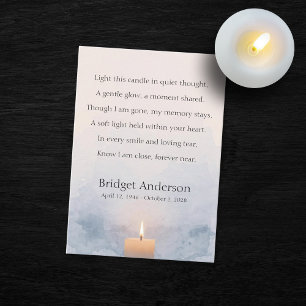 Light A Candle Poem Memorial Celebration of Life Place Card