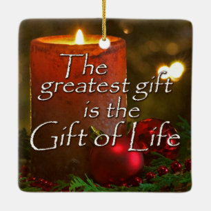 Light a Candle to Honour Donor Christmas Transplan Ceramic Ornament