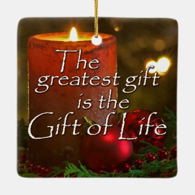 Light a Candle to Honour Donor Christmas Transplan Ceramic Ornament (Back)