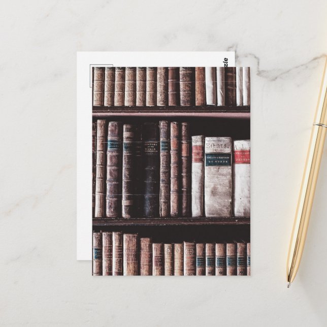 Light Academia Aesthetic bookshelf Postcard (Front/Back In Situ)