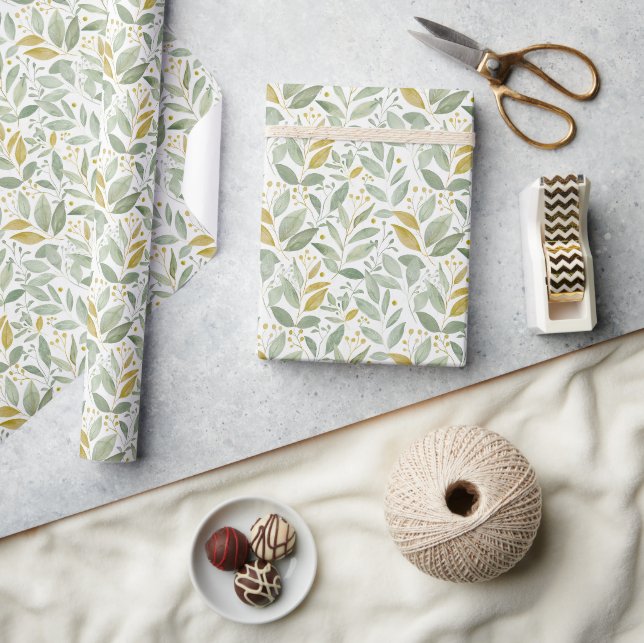 Light & Airy Watercolor Botanical Pattern Wrapping Paper (Crafts)
