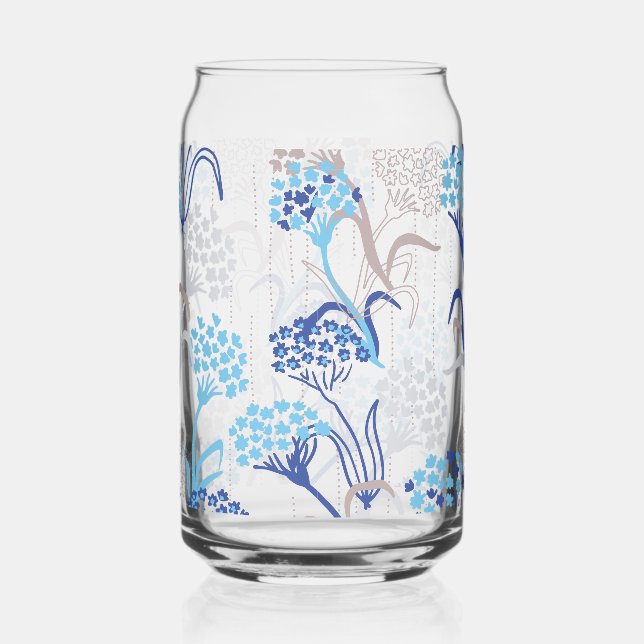 Light and Airy Hydrangea Floral Pattern Can Glass (Front)