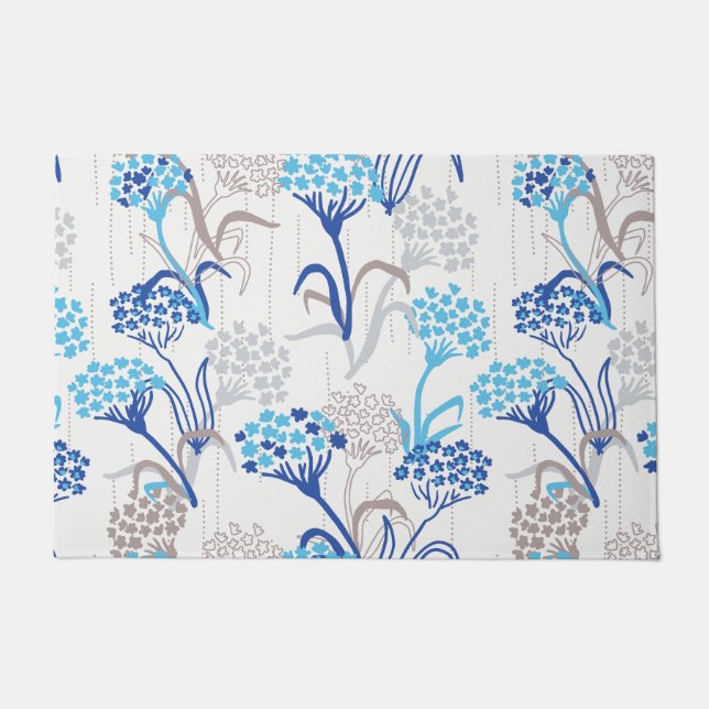 Light and Airy Hydrangea Floral Pattern Doormat (Front)