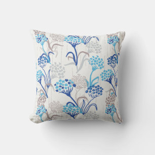 Light and Airy Hydrangea Floral Pattern Throw Pillow