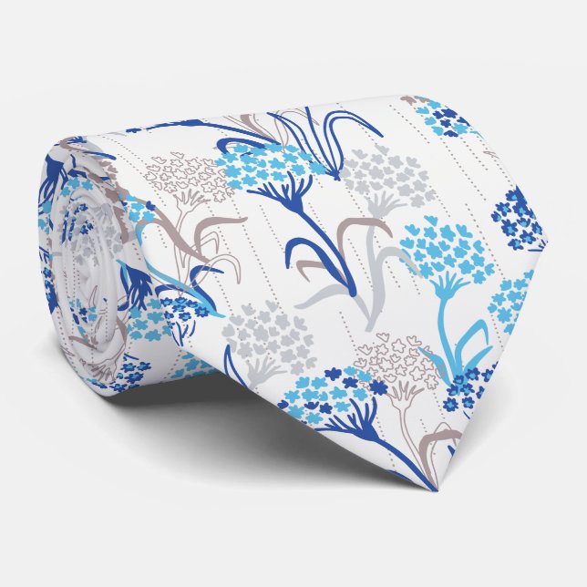 Light and Airy Hydrangea Floral Pattern Tie (Rolled)