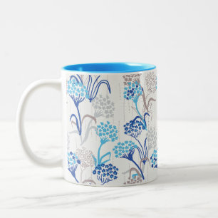Light and Airy Hydrangea Floral Pattern Two-Tone Coffee Mug
