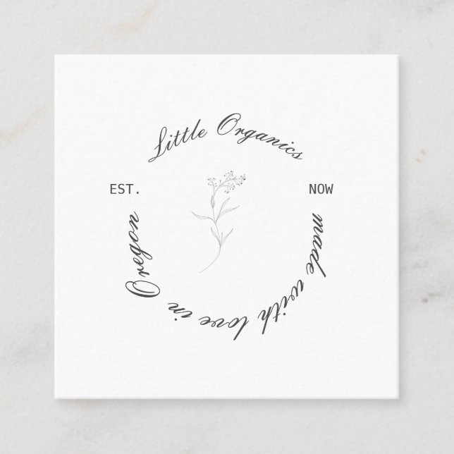 Light and Airy Modern Organic Your Logo Custom Square Business Card (Front)
