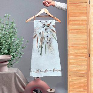 Light and Airy Watercolor Floral Flowers Quote Apron