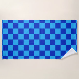 Light and Dark Blue Chequered Design  Beach Towel