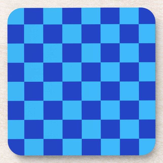 Light and Dark Blue Chequered Design  Coaster (Front)