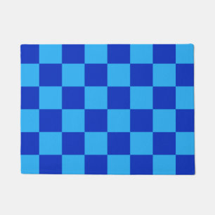 Light and Dark Blue Chequered Design Doormat
