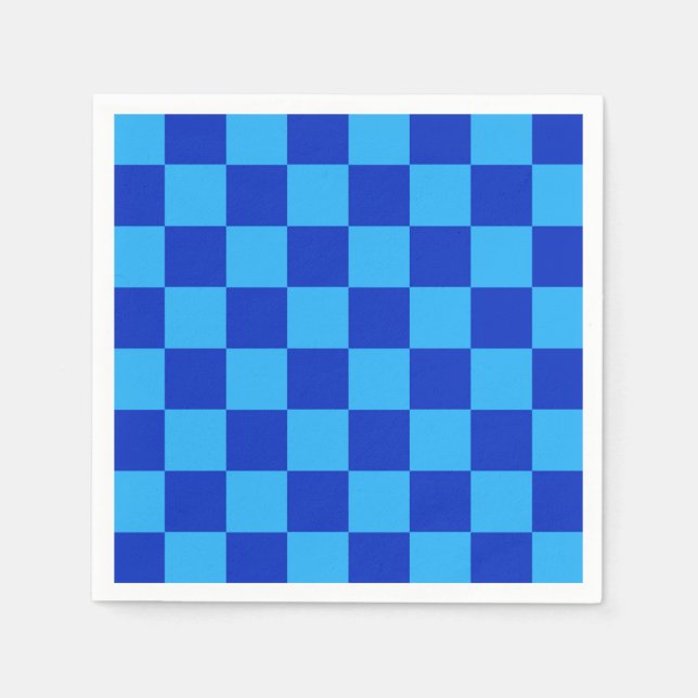 Light and Dark Blue Chequered Design  Napkin (Front)