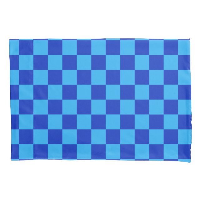 Light and Dark Blue Chequered Design  Pillowcase (Front)