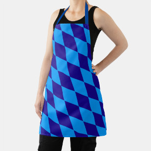 Light and Dark Blue Harlequin Diamonds Checkers Apron
